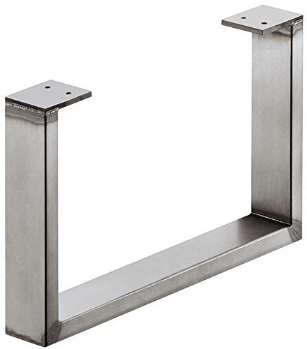 Stahl-Möbelkufe Möbelfuss zum Anschrauben | Tragkraft 200 kg | Metall Rohstahl lackiert im Vintage / Retro Look | Profil 80 x 20 mm | Möbel-Untergestell höhen-verstellbar +10 mm | 1 Stück - Tischfüße