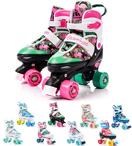 meteor Retro Rollschuhe Disco Roll Skate wie in den 80er Jahren Jugend Roll-Schuhe Kinder Quad Skate 5 Verschiedene Farbvarianten Inline-Skates Einstellbare Größe des Schuhs L 39-42