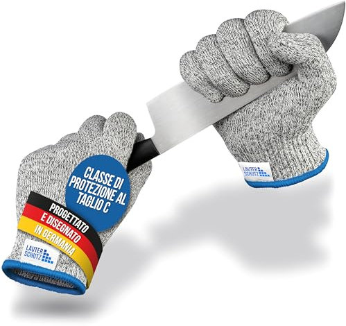 LAUTER SCHUTZ ® 1 paire de gants de protection contre les coupures PREMIUM - confort élevé et matériau extensible - niveau C PROTECTION COUPE - taille S à XXL (S, adultes)