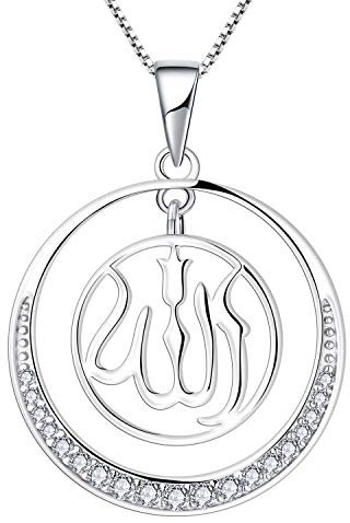 YL Allah Halskette 925 Sterling Silber mit Zirkonia Allah Anhänger Halskette für Damen