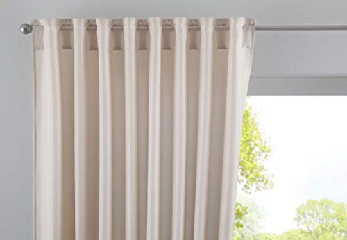 Vorhang Verdeckte Schlaufen Cationic »JENA« HxB 145x140 cm Sand Blickdicht Leinen Optik Gardine Meliert Gardinenband mit Raffhalter, 2019037