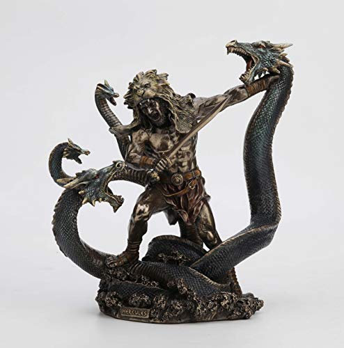 Veronese Design Hercules Battling The Hydra Kaltguss-Statue aus Kunstharz, Antik-Bronze-Finish, 31 cm