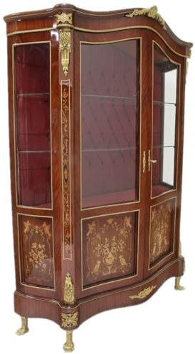 Casa Padrino Barock Glas Vitrine Vitrinenschrank 130 x H 180 cm- Barock Möbel - Vitrinenschrank - Wohnzimmerschrank Schrank Mahagoni