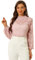 Allegra K Damen Spitze Spitzenbluse Langarm Stehkragen Rüschen Blumen Top Bluse Rosa XS