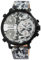 Raptor Limited Herren-Uhr Leder Armbanduhr weiß Camouflage 3 Zeitzonen Datums-/ Wochentaganzeige 24 Std. Tachymeter