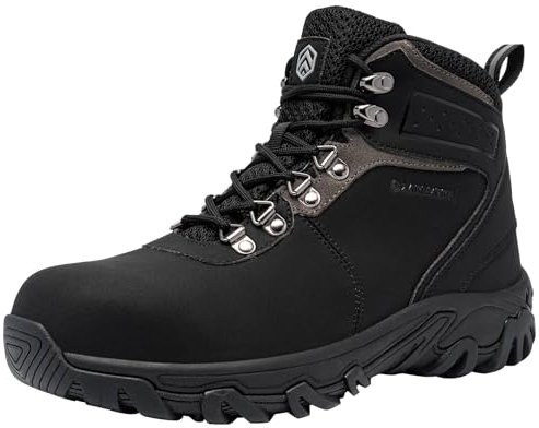 LARNMERN Zapatos de Seguridad Hombre Anti-Punción Anti-Deslizante Anti-Aplastante Reflectivo Botas de Seguridad Calzados de Trabajo Ligero Cómodo (Negro,45EU)
