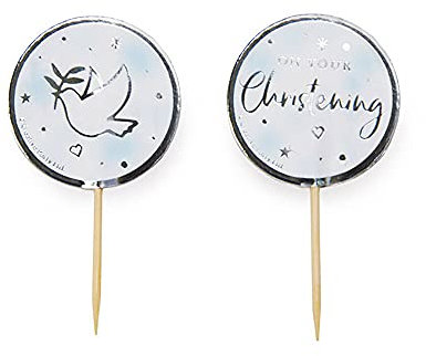Anniversary House Blue On Your Christening Cupcake Toppers