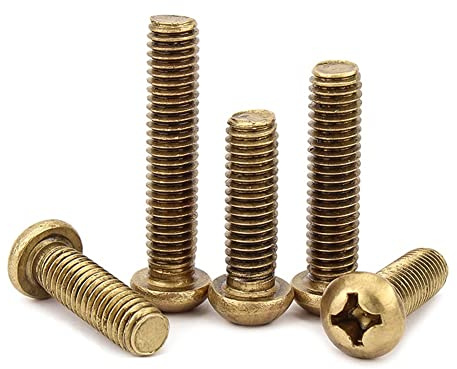 CONPHERON Brass Phillips Round Head Machine Screws Bolts M2x4 mm,150 pcs