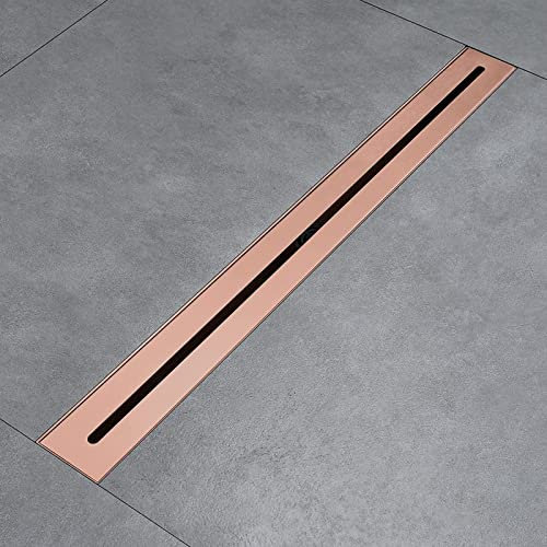 Scarico Doccia Lineare Oro Rosa 60cm, Scarico A Pavimento In Acciaio Inox Rettangolare, Scarico Doccia Con Griglia Sfoderabile, Filtra Capelli, Alta Cilindrata