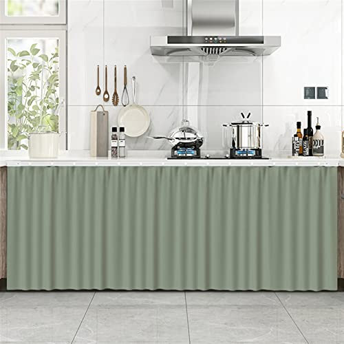 Liveinu Rideaux Armoire pour Armoire de Cuisine, Salle de Bain, Rideau Anti-poussière pour étagères, Panneau Mural,Installation Crochet et Boucle 80x100cm (L x H Vert Clair