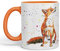 Vixar Tasse colorée Fox British Wildlife peinte à la main - Motif aquarelle - Cadeau d'anniversaire, de travail, de bureau, de Noël (orange)