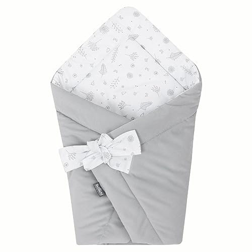 Bellochi 2in1 Baby Einschlagdecke Babyhörnchen - 75 x 75 cm - 100% Baumwolle Wickeldecke - für Kinderwagen, Babybett oder Kindersitz - Ganzjährig - ÖKO-TEX Zertifiziert - Copse