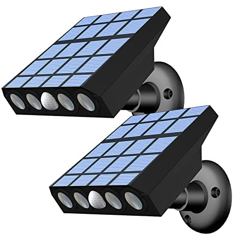 Qelus Solarlampen mit Bewegungsmelder, [2 Stück] LED Solarleuchte für Außen 3 Modi 270°Beleuchtungswinkel Solar Sicherheit Wandleuchten Aussen IP65 Wasserdichte für Garten Pavillon Garage Porch, Weiß