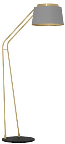 EGLO Stehleuchte Almerimar, Stehlampe im eleganten Design, Standleuchte aus Metall und Textil in Schwarz, Messing und Grau, Leselampe Wohnzimmer, Wohnzimmerlampe mit E27 Fassung
