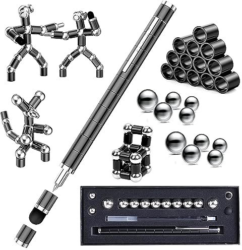 Fidget Pen - Gift for Teenager Boys Girls 8 9 10 11 12 13 14 15 Years Old - Anxiety Relief Toy Birthday Gifts Cool Gadgets Fidget Toy for Dad Son Men Women (Black)