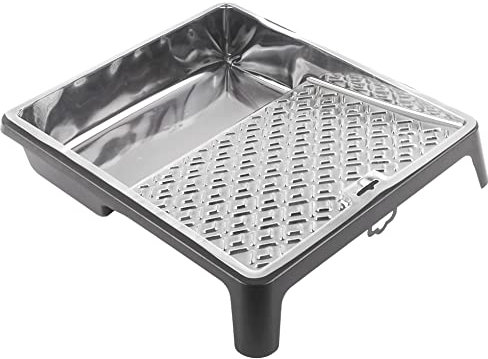 BAUSTER® Farbwanne 350 x 320 mm mit Overlay Farbschale aus Kunststoff Lackierwanne Maler Lackierschale mit handlichem Griff große Lackschale leichtes Malerzubehör Lackwanne Malerbedarf Schwarz