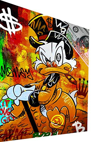 Magic Canvas Art Dagobert Duck Höhle Pop Art Leinwandbild 1- teilig Hochwertiger Kunstdruck Wandbilder – B8324, Material: Acrylglas, Größe: 80x40 cm