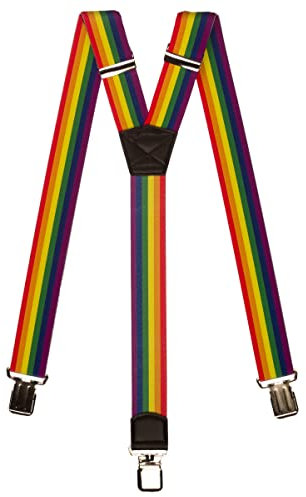 Olata längenverstellbare unisex Hosenträger bunt mit Clips/Regenbogen Hosenträger - 4cm, Y-Form