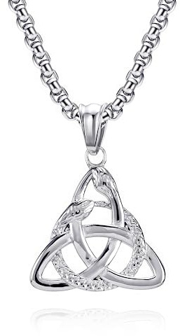 MERTTURM Schlangen Anhänger Halskette Herren Edelstahl Wikinger Symbol Kette Modeschmuck für Männer Vater Ehemann Schwarz Silber