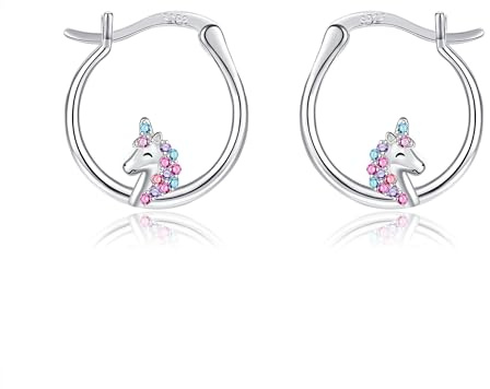 URONE Einhorn Ohrringe 925 Sterling Silber Einhorn Schmuck Einhorn Geschenk für Damen Frauen