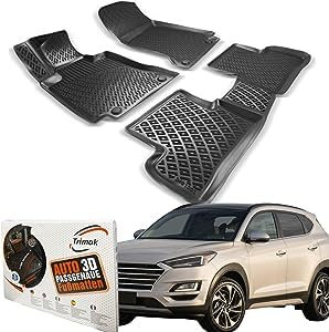 Trimak Passgenau 3D Fussmatten Auto Kompatibel mit Hyundai Tucson 3 Gen 2015-2020 Auto Zubehör 1. Und 2. Reihe Gummimatten Autos TPE Allwetter Geruchlos rutschfest Vorne und Hinten Schwartz
