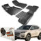 Trimak Passgenau 3D Fussmatten Auto Kompatibel mit Hyundai Tucson 3 Gen 2015-2020 Auto Zubehör 1. Und 2. Reihe Gummimatten Autos TPE Allwetter Geruchlos rutschfest Vorne und Hinten Schwartz