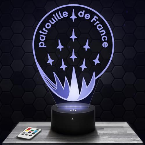 Lampephoto.fr - Französische Luftwaffe 3D Lampe, Touch Nachtlicht, Geschenkidee Dekoration Militär Schreibtischlampe Wohnzimmer Idee Weihnachten für Französische Armee-Fans, 3D Led Illusion