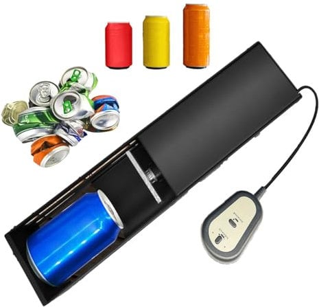 Electric Can Crusher, Tin Can Crusher for Recycling 12 oz and 16 oz Aluminium Metal cans Crusher Heavy Duty Crusher for Recycling Aluminium soda, soda Beer, Coke cans and Plastic Water Bottles black