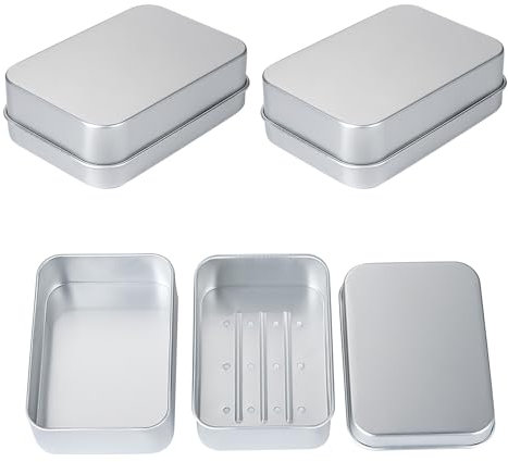 3 Pieza Jabonera de Aluminio,Jabonera de Aluminio con Rejilla de Goteo Extraíble,Jabonera para Viajes para Guardar Jabón en Casa y de Viaje, Resistente al Agua y a la Humedad.