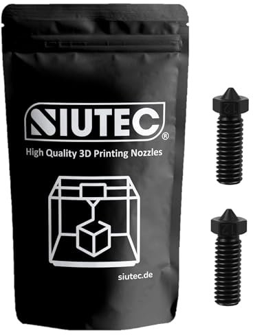 SIUTEC® Premium Volcano Düse Nozzle 1.2 mm Gehärteter Stahl/hardened steel – 2 Stück für 1,75 mm Filament | Sidewinder X1/X2, Genius Pro, Vyper, Kobra Max, Super Racer, V400, Little Monster