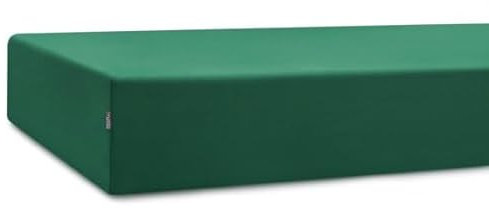 MUMLA - Bettlaken mit Gummiband, 100% Baumwolle, 200 cm x 200 cm, weicher, komfortabler Stoff mit dem Zertifikat Oeko-Tex, Farbe: Dunkelgrün