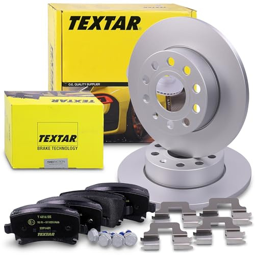 TEXTAR Bremsenset Hinterachse inkl. Bremsscheiben hinten Ø 256 mm voll und | Kompatibel mit: AUDI A3, A3 Sportback, SEAT ALTEA XL, TOLEDO III, SKODA OCTAVIA II, OCTAVIA II Combi, OCTAVIA III, SUPERB II