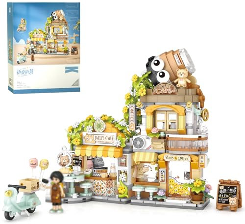 MEIEST Building Blocks Toy Set, Mini City shop Street View, Bear Coffee Shop, 1000 PCS, Unisex Children 14+
