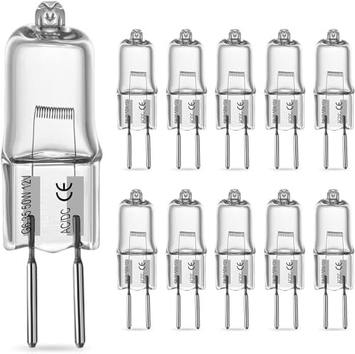 RuLEDne G6.35 Halogen-Glühlampe 50W Dimmbar,Leuchtmittel 650lm, Warmweiß 2800K, Klar Kapsel lampe, GY6.35 Bi-pin Halogen Stiftsockellampe