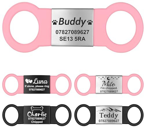 GISUREY Lautlose Hundemarke mit Gravur - Robuste Hundemarke Personalisiert mit Einzigartigem Design, Langlebige und Gut Lesbare Adressanhänger Hund für Hunde-/Katzenhalsbänder, PS-S