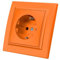Versenkte Wandsteckdose,Wandsteckdosen-Set,Innen wandsteckdose,250V AC 16A,Orange geerdete Steckdose EP-00