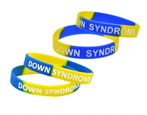 ZENRUIMING Medizinisches Notfall-Armband aus Silikon, für Down-Syndrom, Outdoor-Sport, elastisches Armband, Down-Syndrom, Outdoor-Band, Werbe-Armband, 4 Stück, One size, Silikon, Ohne Edelstein.