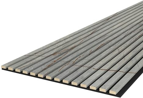 Leiste24 Akustikpaneel - Lamellenverkleidung - Wandverkleidung - 2.400 x 600 mm - Akustikfilz Schwarz - Lamellendekor Golden Stone