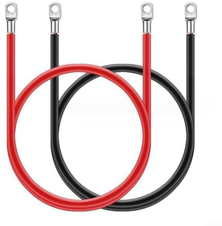 Long lasting 5AWG Battery Inverter Cable Set, 2PCS 12V Red and Black Cables, Tin plated Ring Terminals (16-10mm (16-8mm (aperture 8mm))