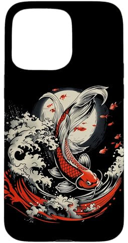 Traditional Japanese Koi Fish Art, Red and White Tattoo Case for iPhone 15 Pro Max