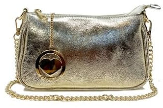 Chicca Borse Borsetta da donna in pelle, borsa a tracolla clutch (Oro)