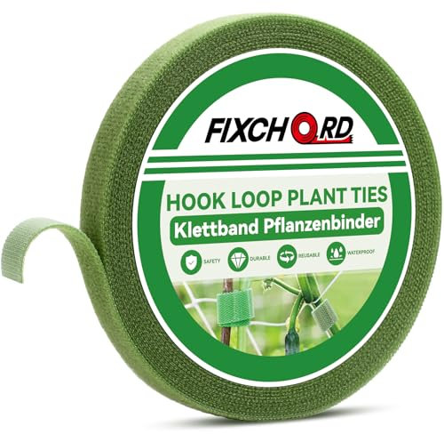FIXCHORD Nastro per Fascette per Piante, 10m*12mm Fascette per Piante Autoadesive, Fascette per Cavi, Fascette per Piante Rampicanti, Pomodori, Piante da Interno, Erba Verde