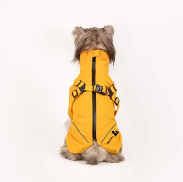 Hunde Regenjacke Winterweste Jacken Hundemantel Hundepullover Haustier Skifahren Kostüm Ärmellose Baumwolle Gepolsterte Weste Mit Brustgurt Gurt (Gelb, M)
