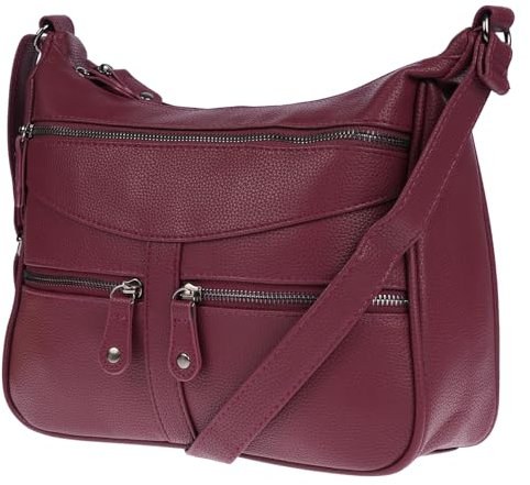Christian Wippermann Damen Tasche Schultertasche Umhängetasche Crossover Bag Leder Optik Handtasche Lila