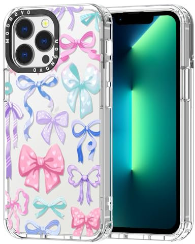 MOSNOVO Case for iPhone 13 Pro, [Buffertech 6.6ft Military-Grade Drop Protection] [Anti Peel Off Tech] Clear TPU Bumper Phone Case Cover Design - Bows