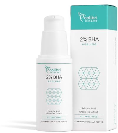 colibri skincare 2% BHA Peeling 30ml Travel Size - Salicylsäure Peeling für alle Hauttypen - Chemisches Exfoliant für das Gesicht zur Minderung von Pickeln & Mitessern - hilft Poren zu verkleinern