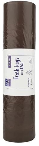 IDEA HOME 25 Unidades Bolsas de Basura LDPE para Reciclar - Extra Resistentes Bolsas Basura Separación de Residuos, Fuerte, 120L, Marrón