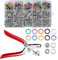 YUUTIAL Druckknopf Set mit Zange 200 Sets, 9,5 mm Rostfrei Bunt Metall Druckknöpfe Ohne Nähen für Nähen Handwerk Kleidung Reparaturen DIY Kleidung