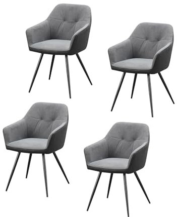 HTI living Esszimmerstuhl 4er Set Anthrazit/Grau Joschka Küchenstuhl Wildlederoptik Retro