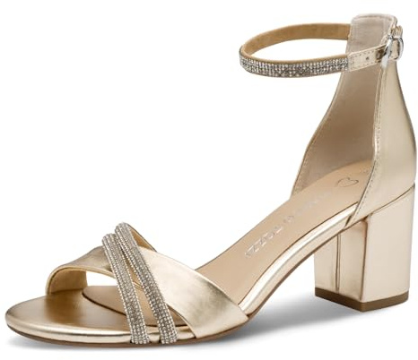 MARCO TOZZI Damen Sandalen mit Absatz mit Riemen Blockabsatz, Gold (Gold), 40 EU